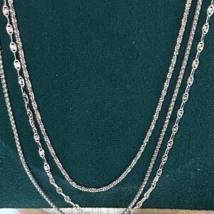 Classic and timeless 925 Silver silver Necklace layering Set of‎ 3